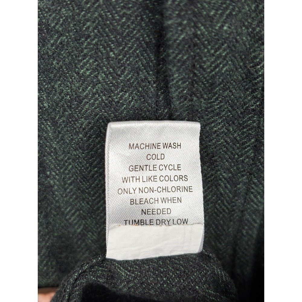 On The Byas Mens XL Green Herringbone Floral Pocket Button Down Shirt Cotton - Picture 10 of 10